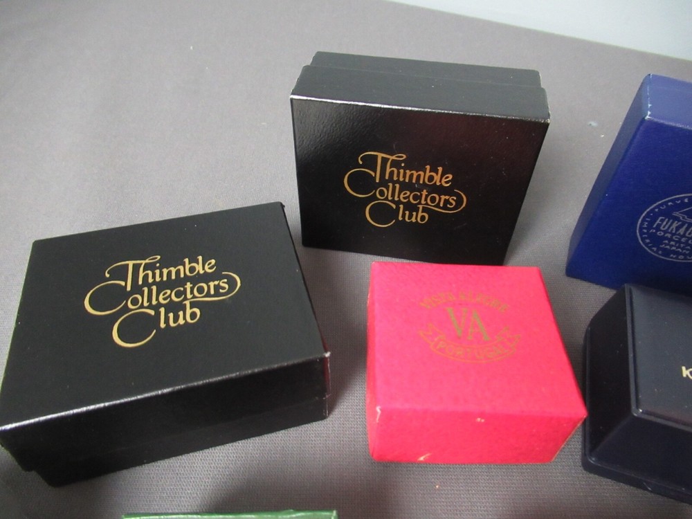 15 Assorted Thimble Boxes - Empty no Thimbles - Assorted Styles & Sizes - h4 ht