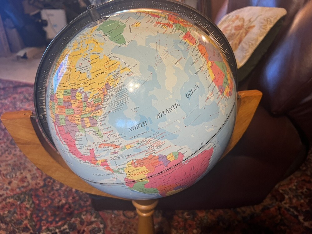 Globe World Aluminated, Solid Wood Stand Classic 39” Tall