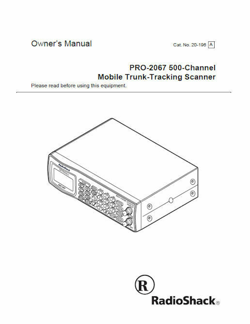 RADIO SHACK PRO-2067 ENLARGED INSTRUCTION OPERATING MANUAL