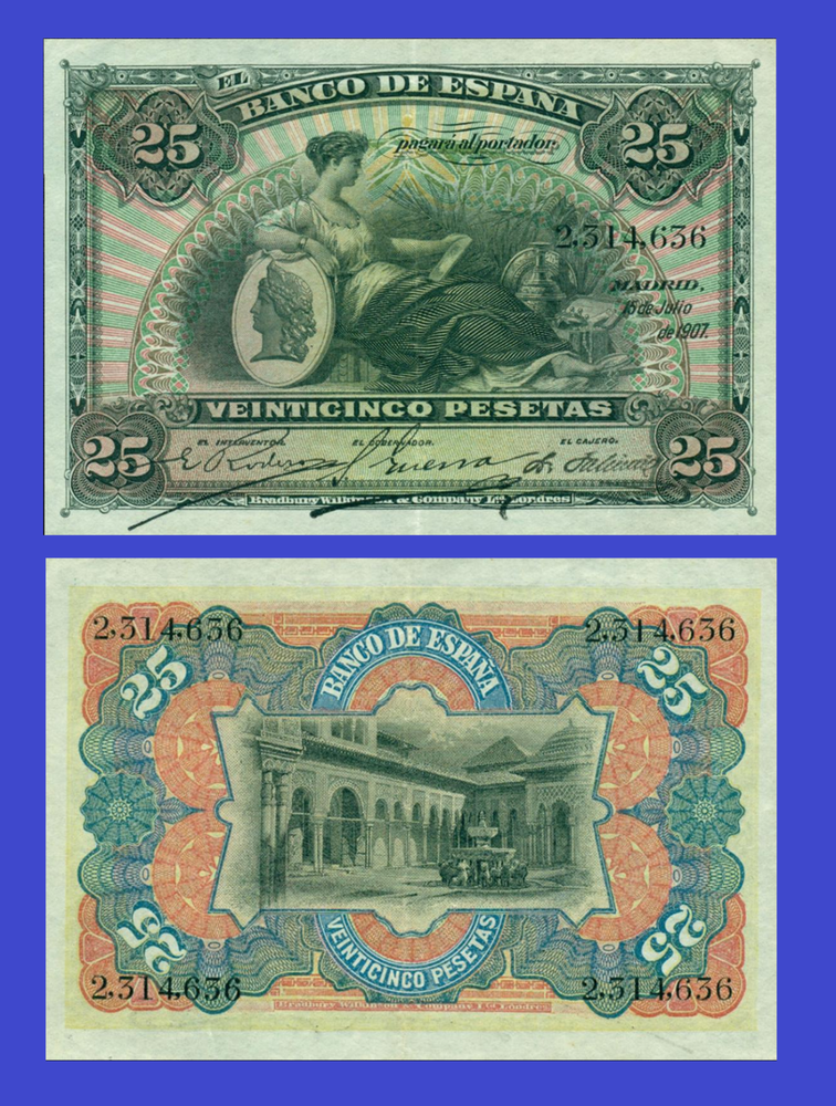 Espana Spain 25 peseta 1907 * Copy