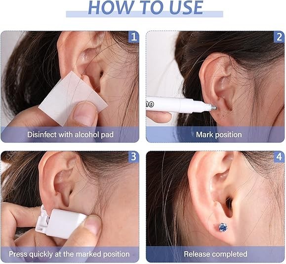 12PCS Ear Piercing Kit, Disposable Self Gun Kit with Studs...