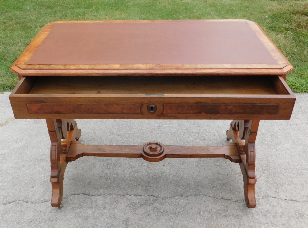 Walnut Victorian Library Table /Desk