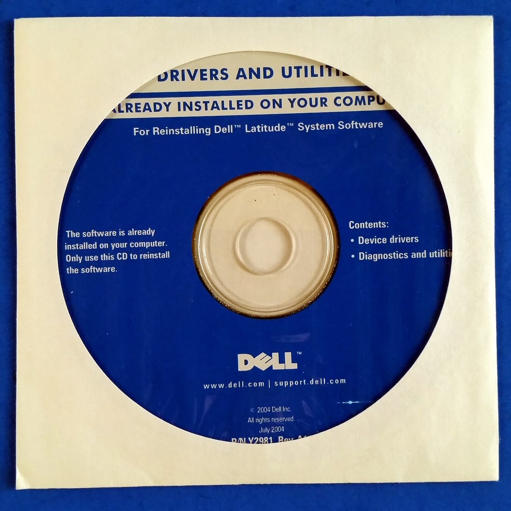 Dell Latitude D600 D800 System Software Reinstallation CD-ROM Drivers Diagnostic