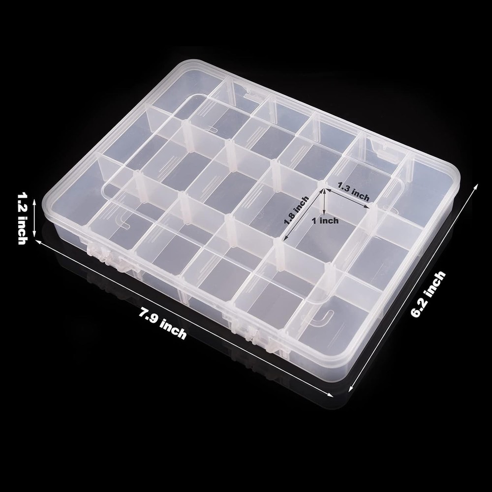 18 Grids Plastic Organizer Box with Dividers, Clear Compartment Container Sto...