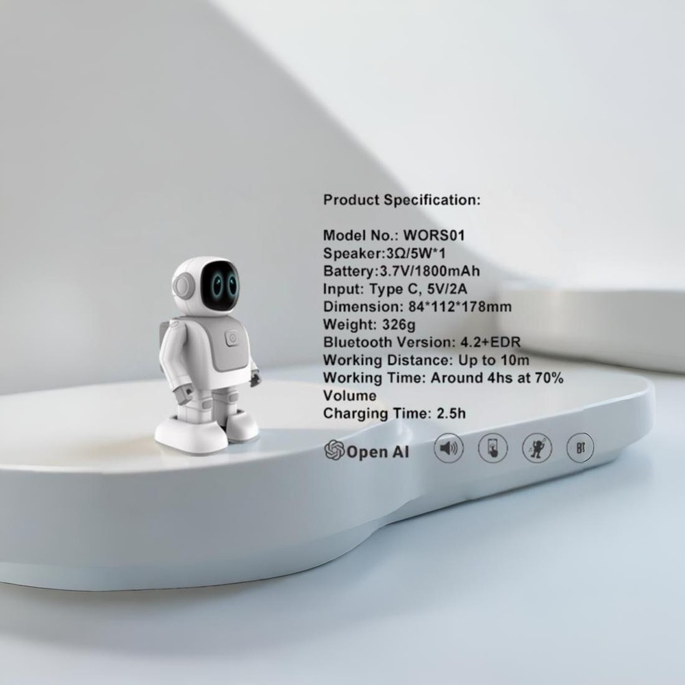 🤖 Dancing Robot Bluetooth Speaker | OpenAI Voice, LED Eyes, Wireless, Type-C