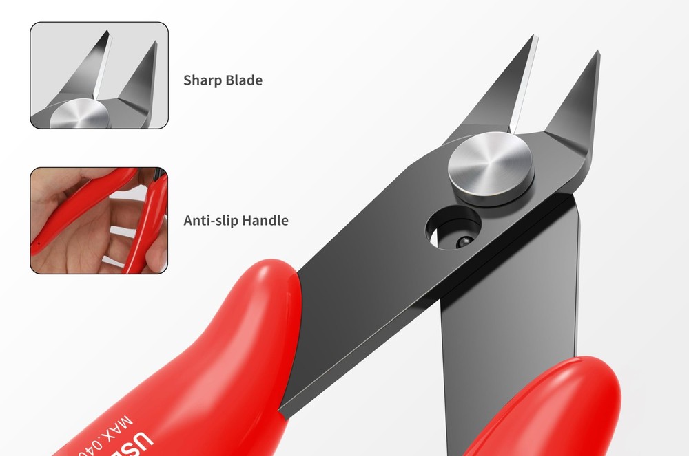 HongWay 5pcs Wire Cutters, Micro Flush Cutters with Spring, Cutting Red