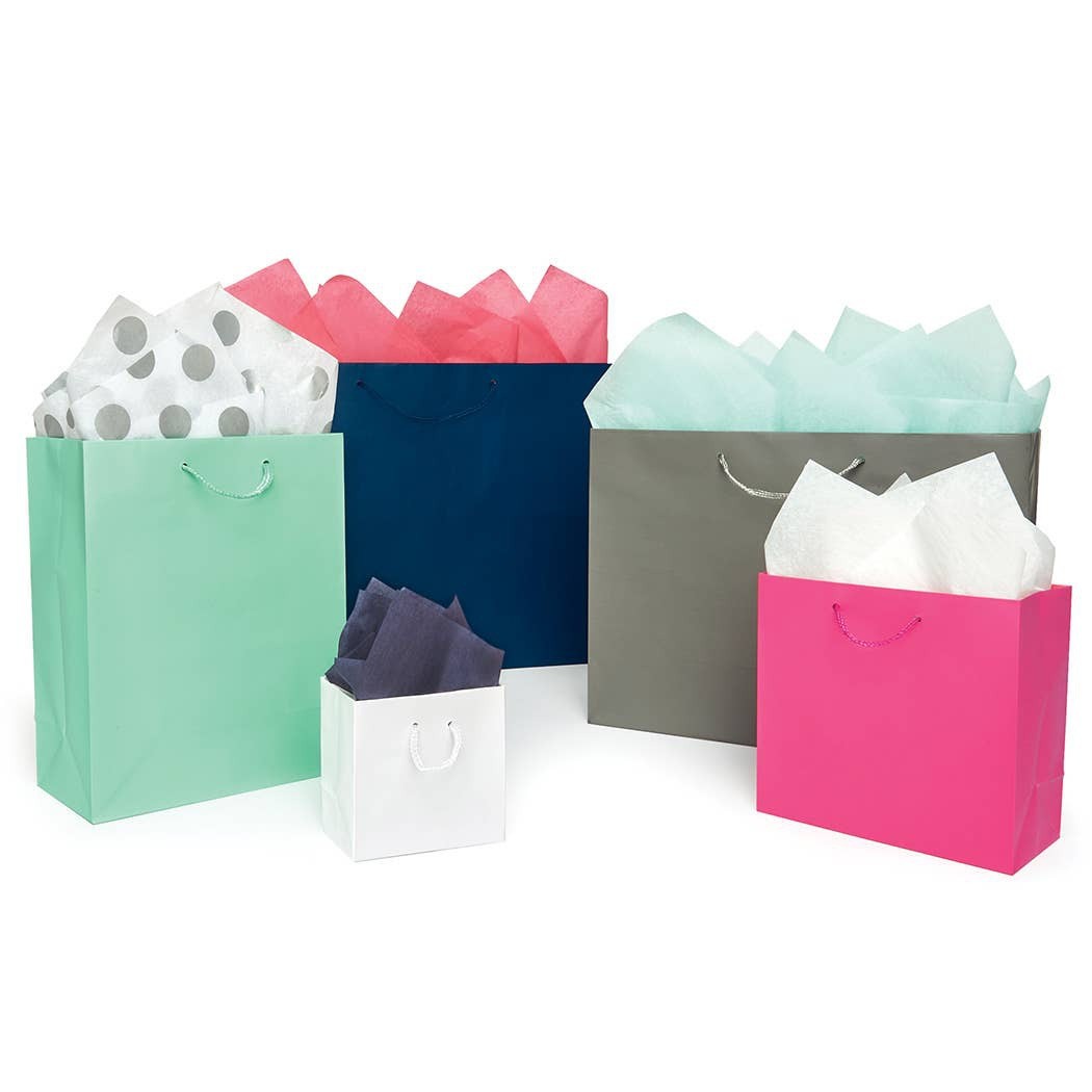 Matte Paper Cord Handle Gift Bags: Navy Matte- Medium