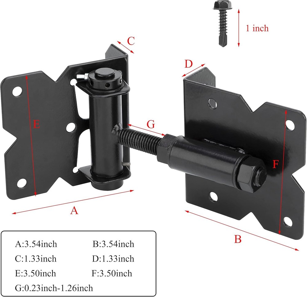 Self Closing Gate Hinges Adjustable Heavy Duty Hardware 90 Degree