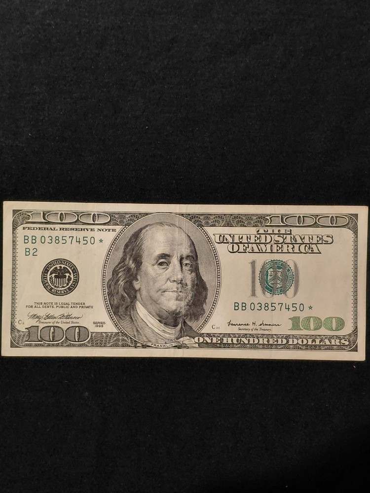1999 $100 *Star Note*  With Bleed-Through Ink Error.