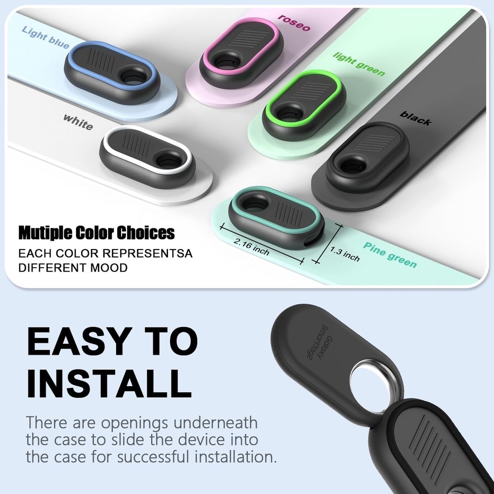 2 Pack Compatible for Samsung Galaxy SmartTag2 Case, 2 (Black & Blue)