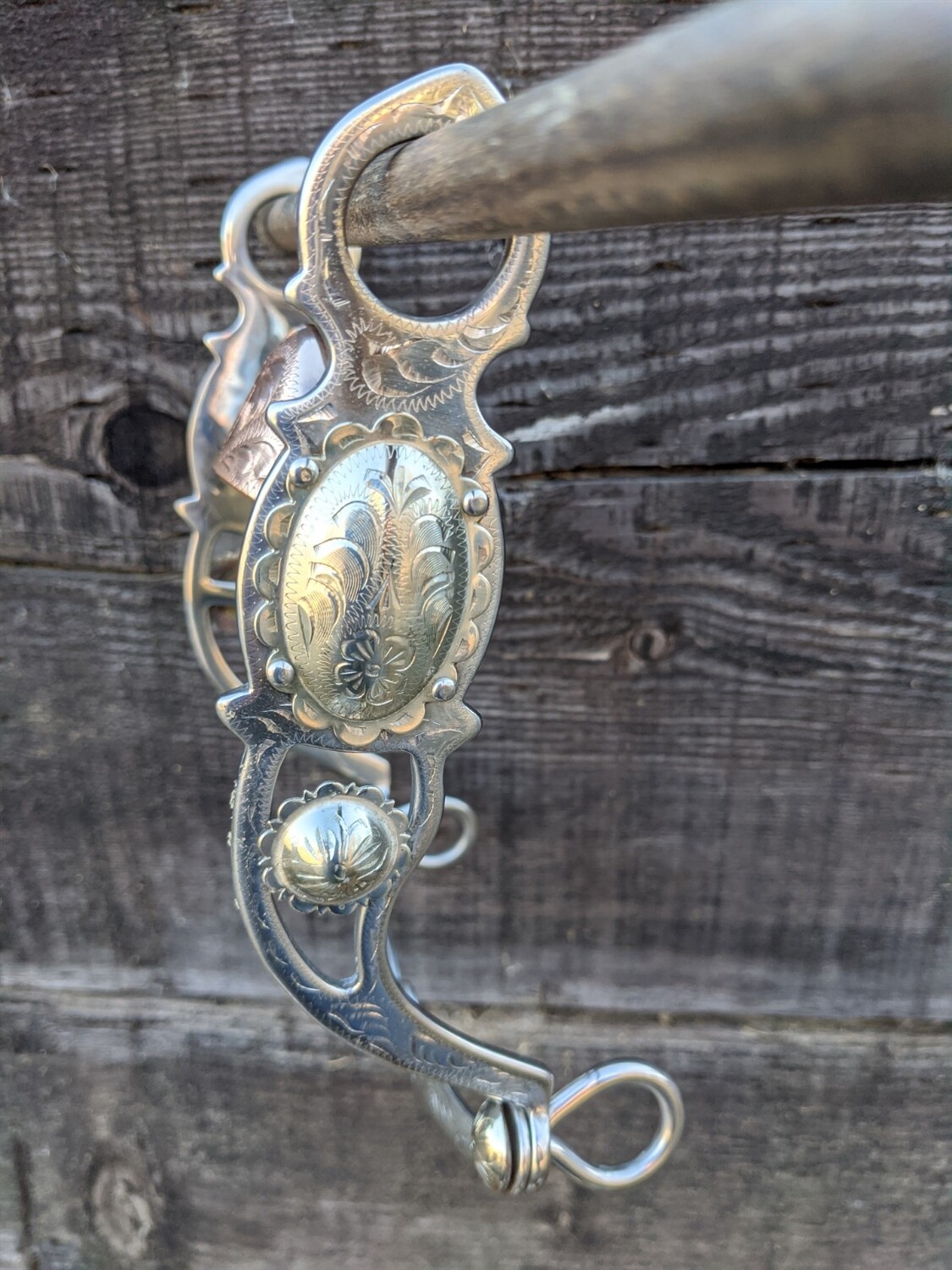 Western Silver Show Bit - Oval Concho - Copper Hood & Roller - 5 Inch Mouth