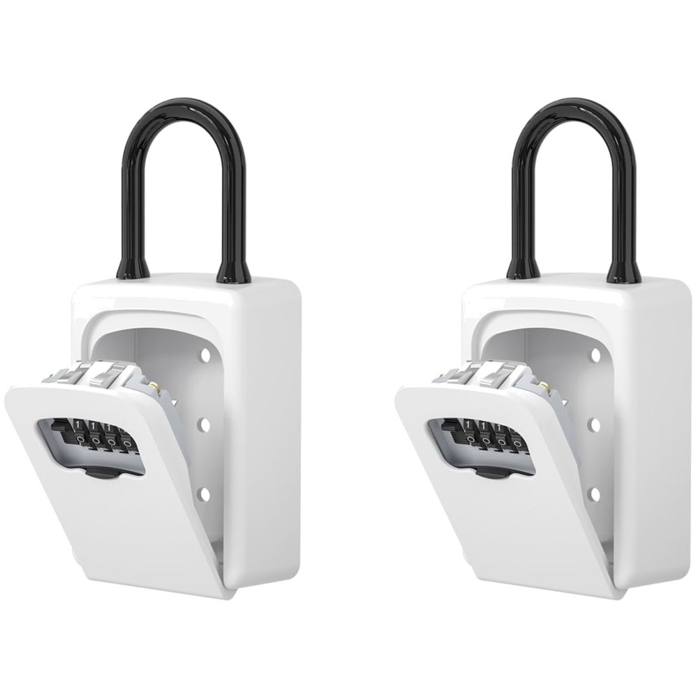 Weatherproof Key Lock Box, Visible Numbers, White