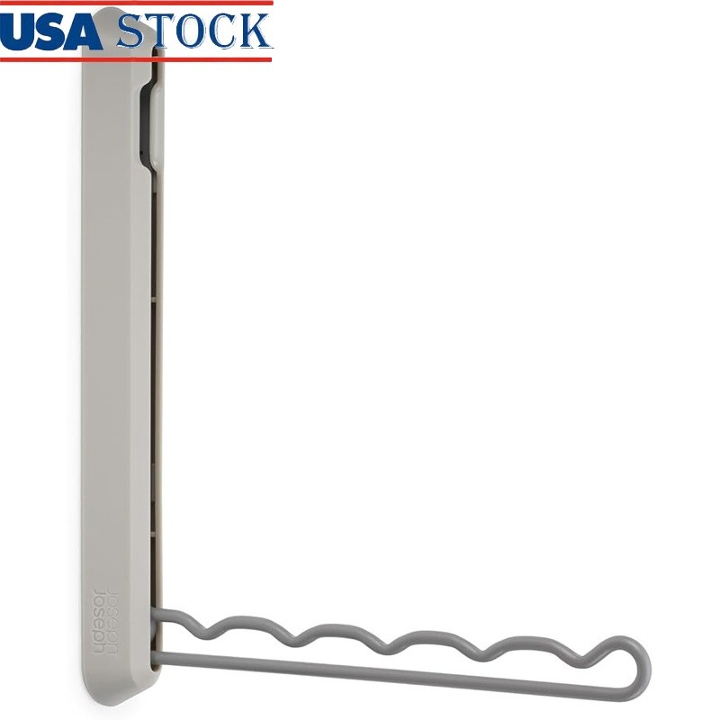 Foldable Temporary Hanging Rail Clothes Drying Rack Wall Mounted Space Saver New