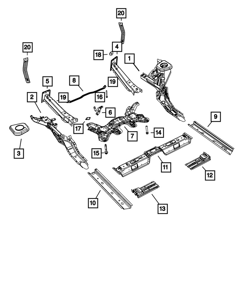 Genuine Mopar Rail Front Reinforcement Left 68071623AB