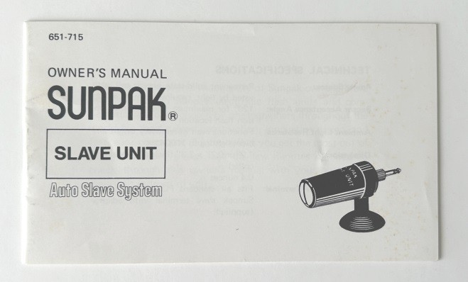 Sunpak Slave Unit Auto Slave System Instruction Manual