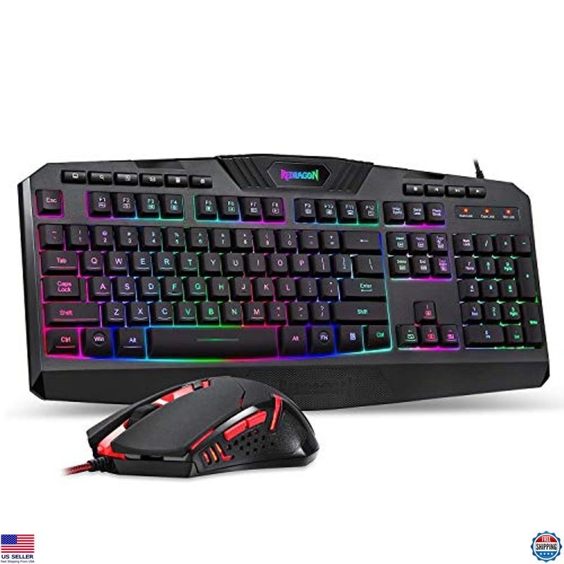 Redragon S101 RGB Gaming Keyboard & M601 Mouse Combo - Programmable Backlit Set