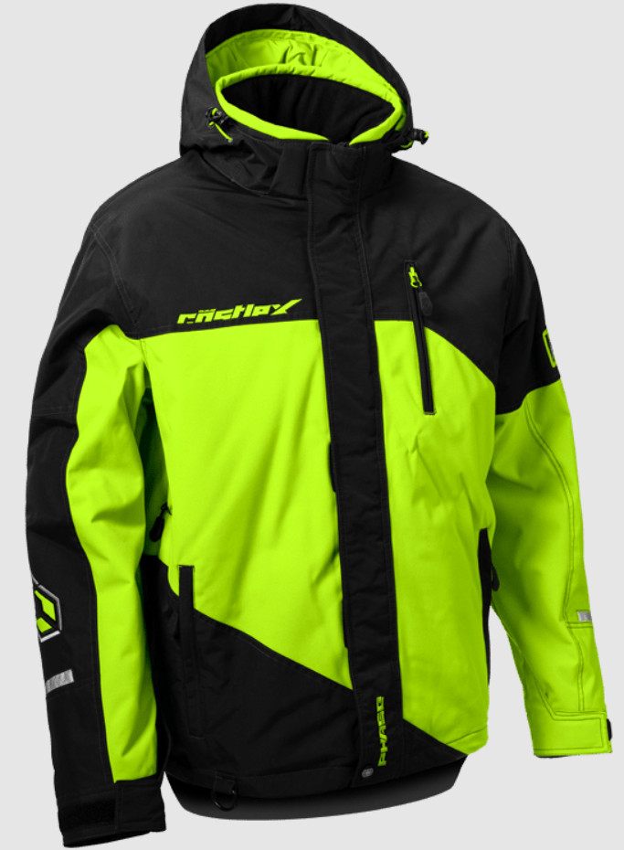 CASTLE PHASE SNOWMOBILE JACKET WATERPROOF WINDPROOF MENS LARGE BLACK/HI-VIS