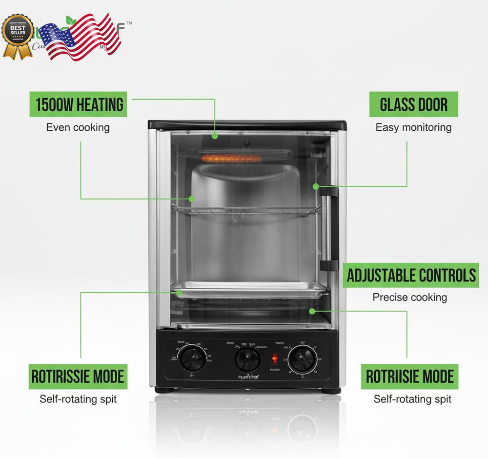 Countertop Oven 24 Quart Vertical Glass Door Convection Oven Multi-Function