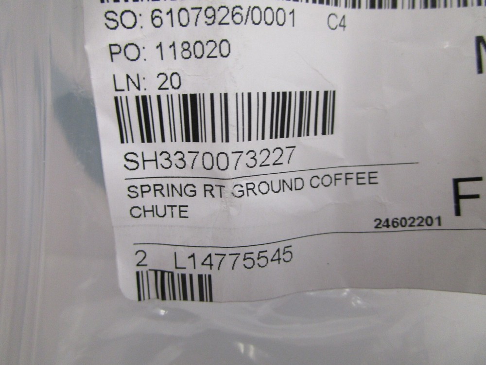4 NEW Schaerer 3370073227 SPRING RT GROUND COFFEE CHUTE