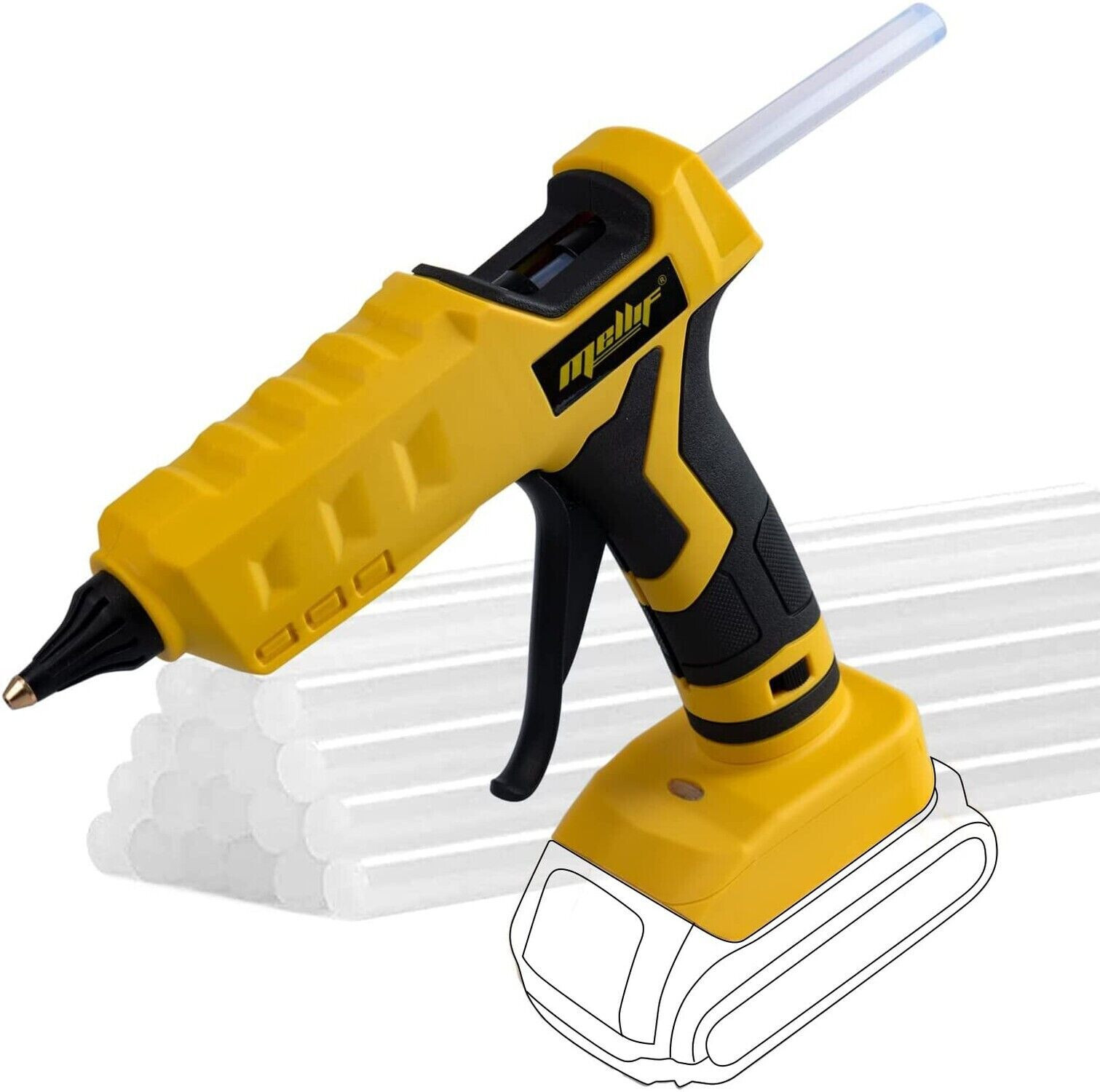 Mellif 100W Cordless Hot Glue Gun for dewalt 20V Max Battery (NOT Included)