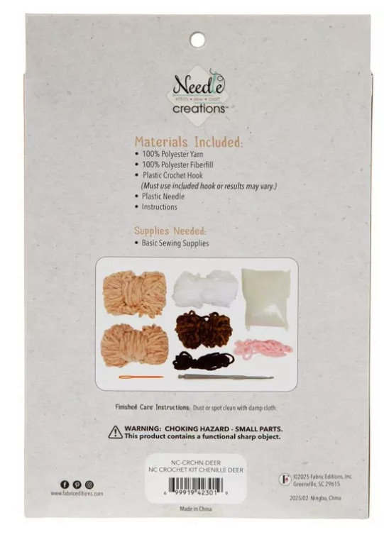 Needle Creations Chenille Deer Crochet Kit New