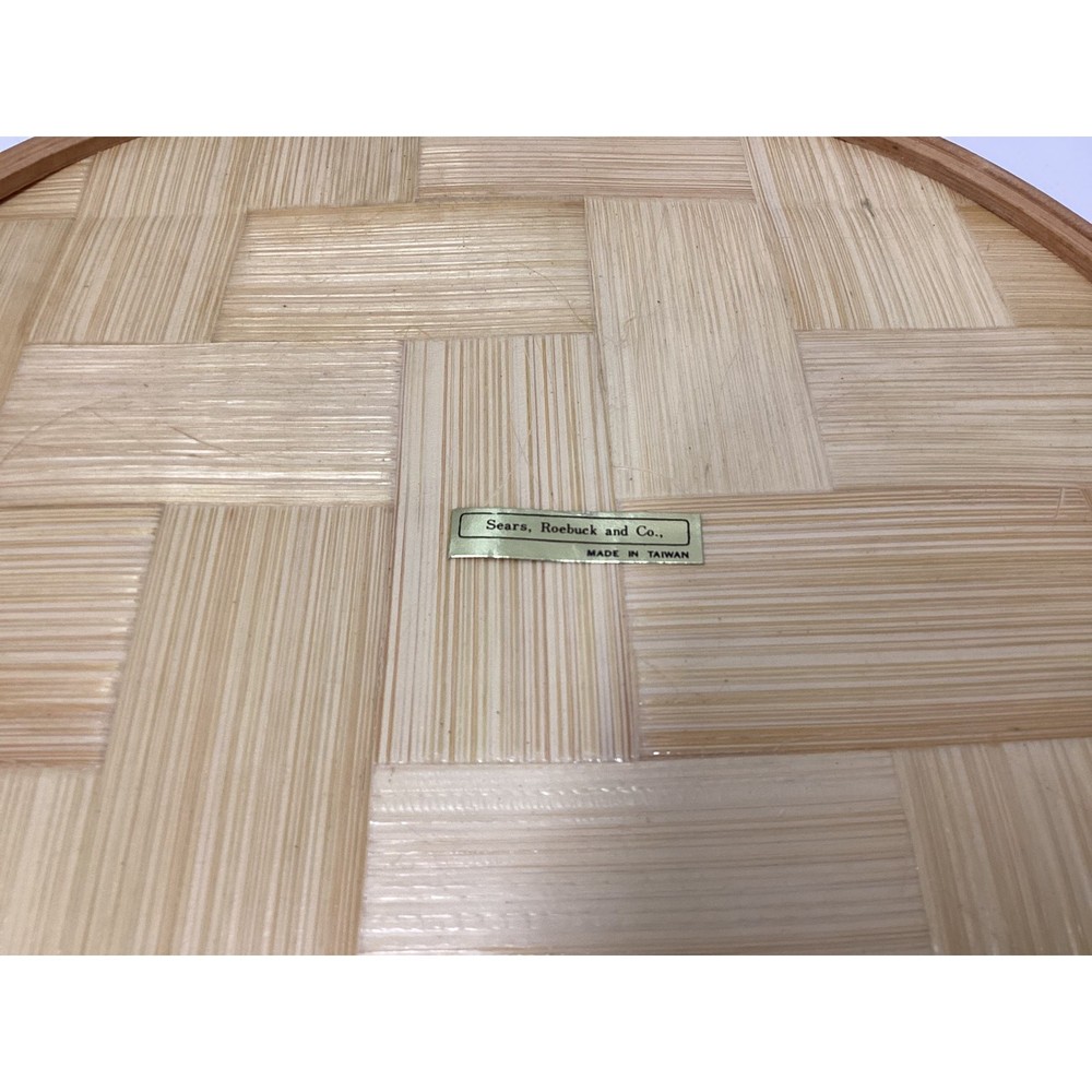 Sears Bamboo Round Tray Butterfly Floral