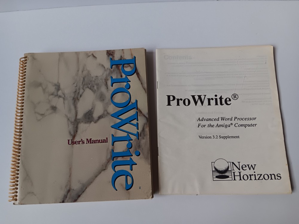 Amiga Pro Write Advanced Word Processor Manual & Supplement New Horizons