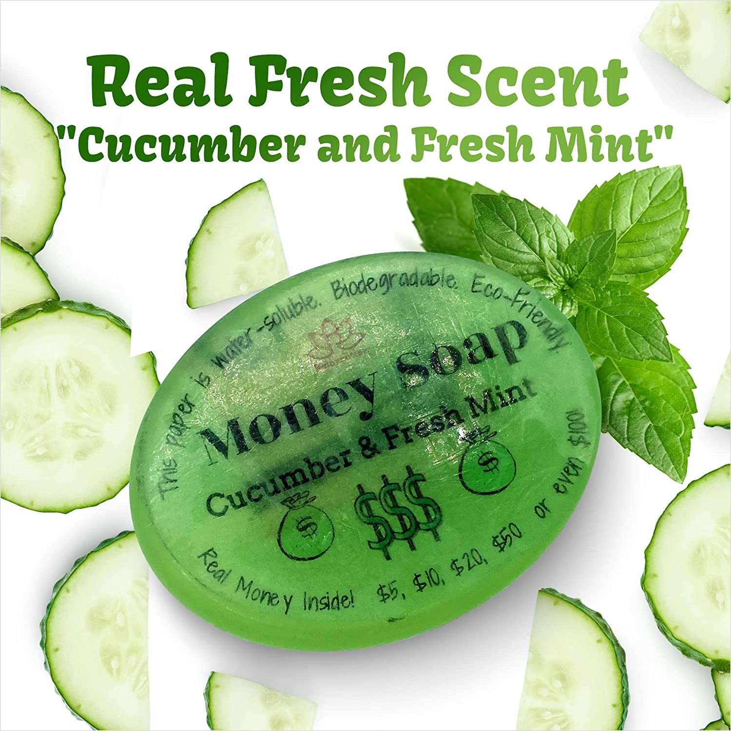 1 Money Soap Bar with Real Cash Inside Up to $100 Bill Inside in Each Bar