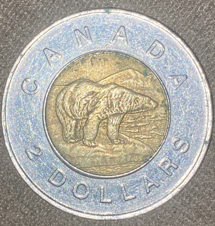 1996 Canada $2 Dollars Off Center Error