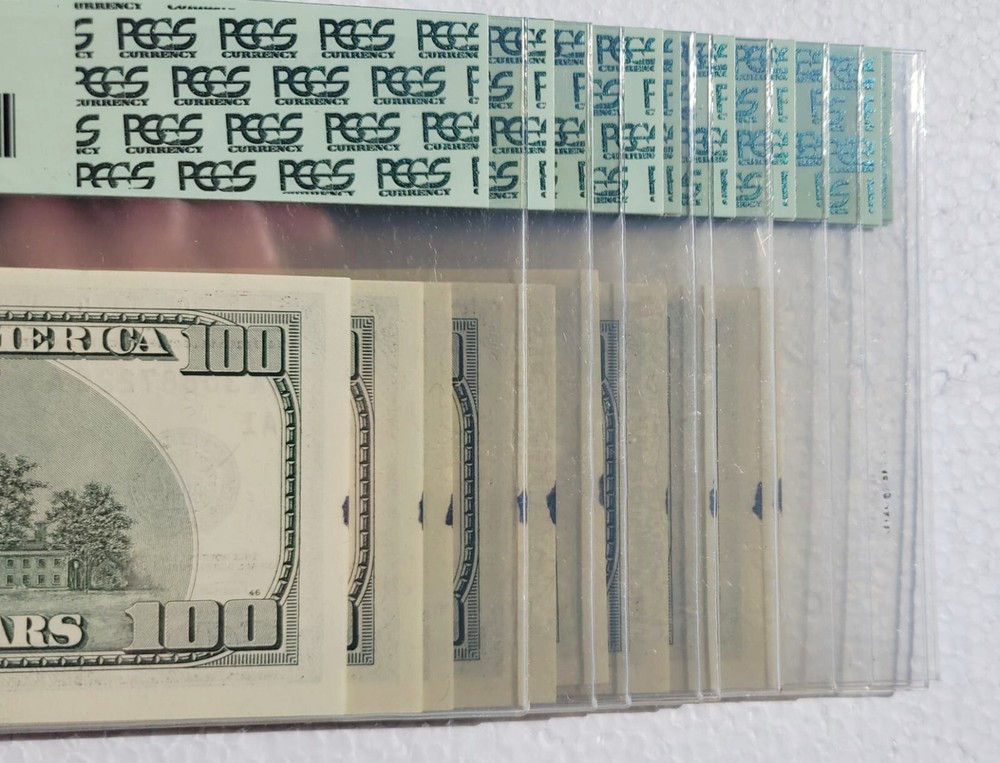 (10) 2001 $100 Consecutive FERDERAL RESERVE ERROR NOTE ♚BLACK INK STAIN♚ PCGS 58
