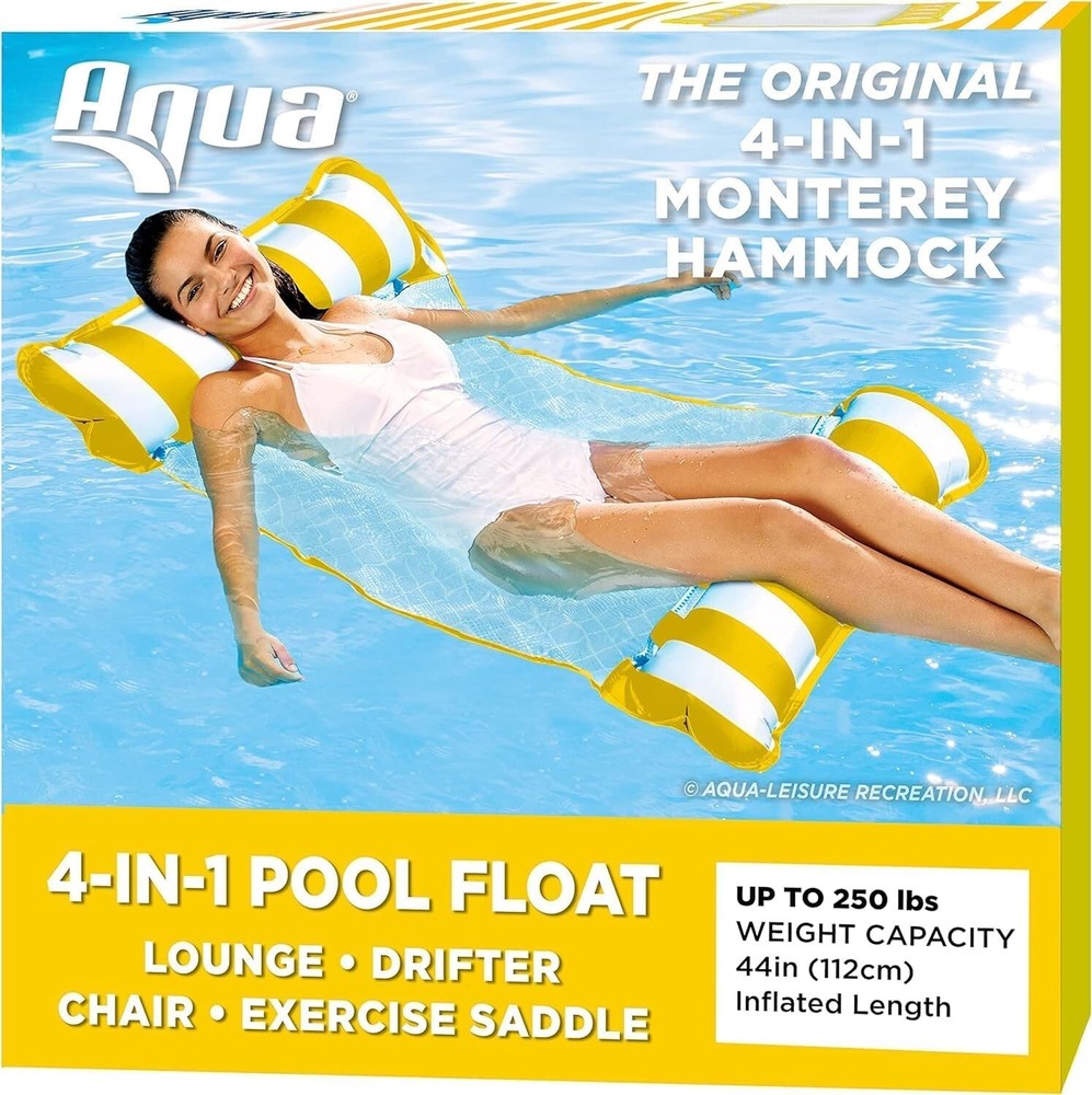 Aqua 4-in-1 Monterey Hammock Pool Float & Water Hammocks – 2-3-4 Multipacks
