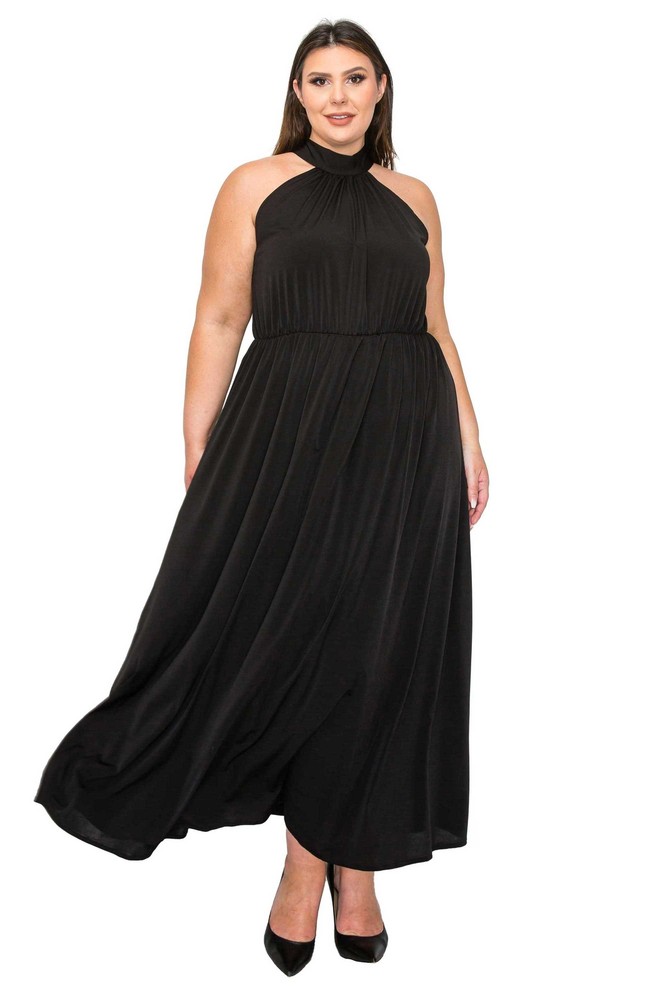 PLUS SIZE Halter Neck Maxi Dress 2