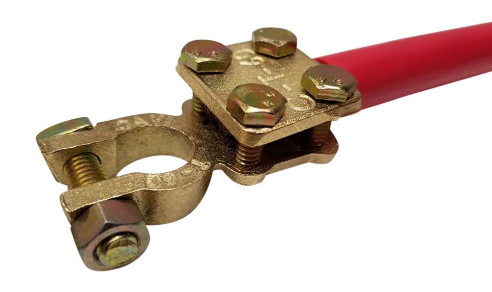 2x Solid Brass Heavy Duty battery top post cable terminal Wire terminals 4 screw