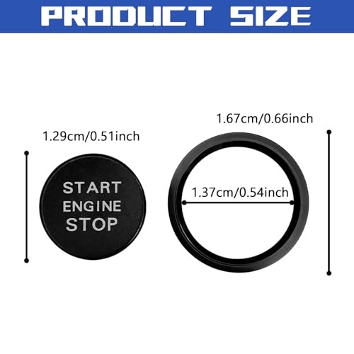 Push Start Button Cover Start Stop Button Cover for Audi Accessories, Car Black