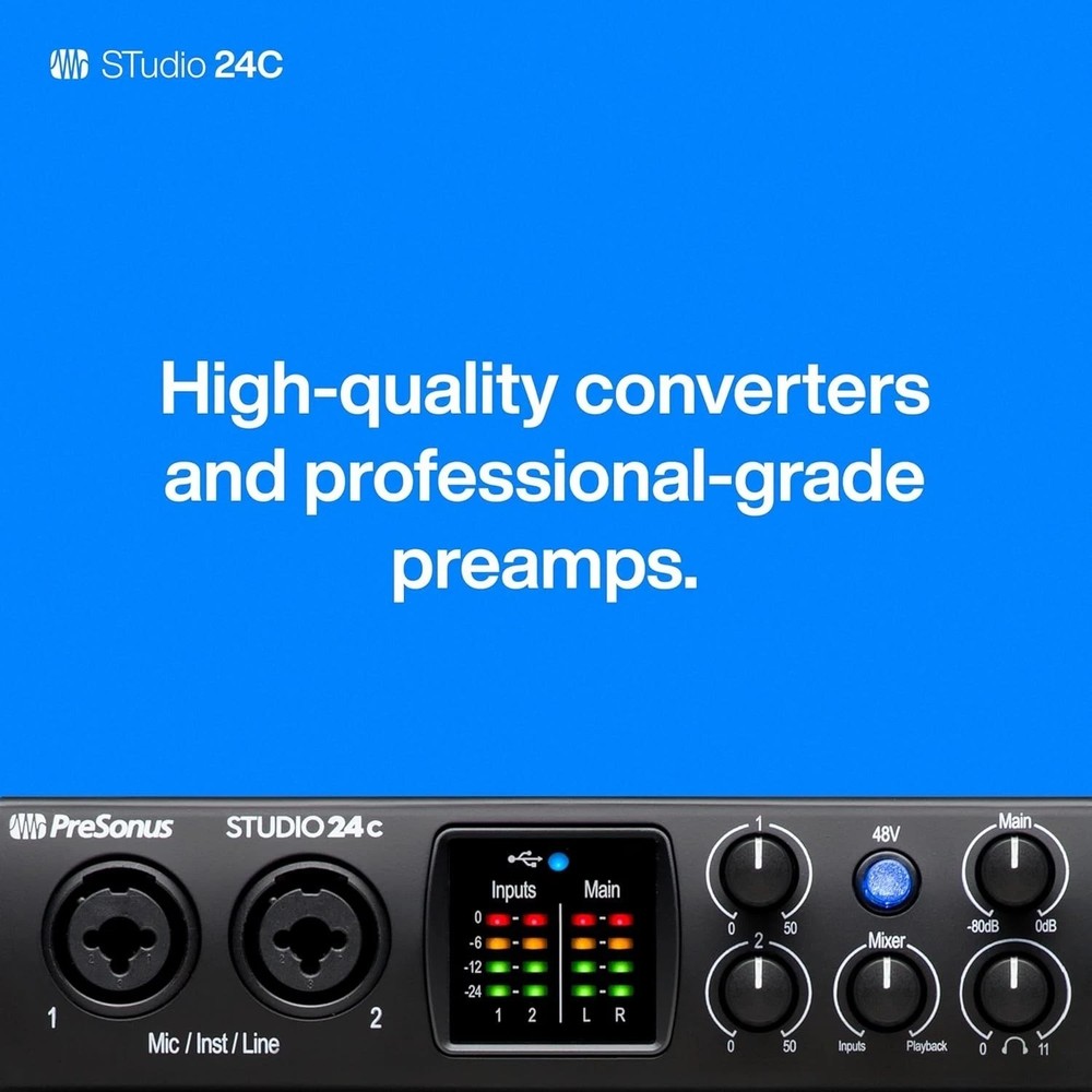 2x2, 192 kHz, USB Audio Interface with Studio One DAW Recording Software