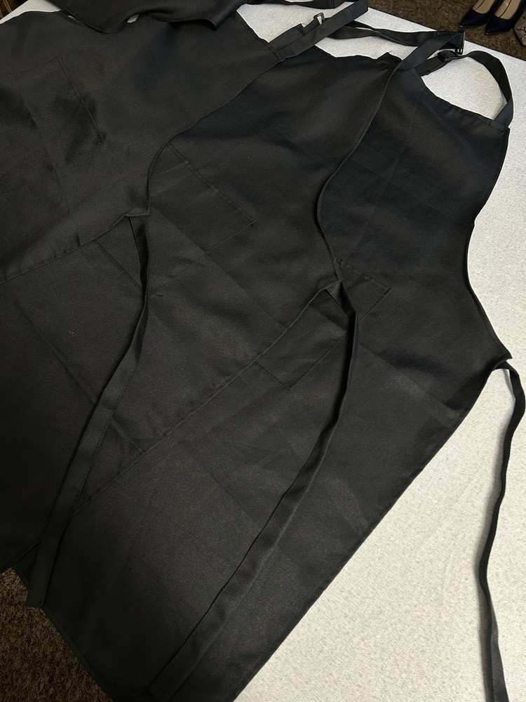 Black Adjustable Bib Apron with 2 Pockets