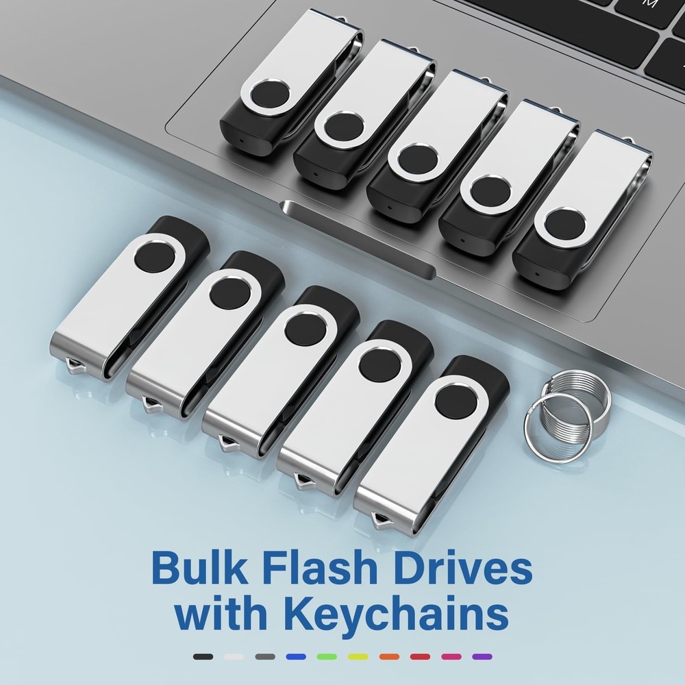 20Pack 4GB USB 2.0 Flash Drive with Keychains,Swivel USB Thumb Drives Memory ...