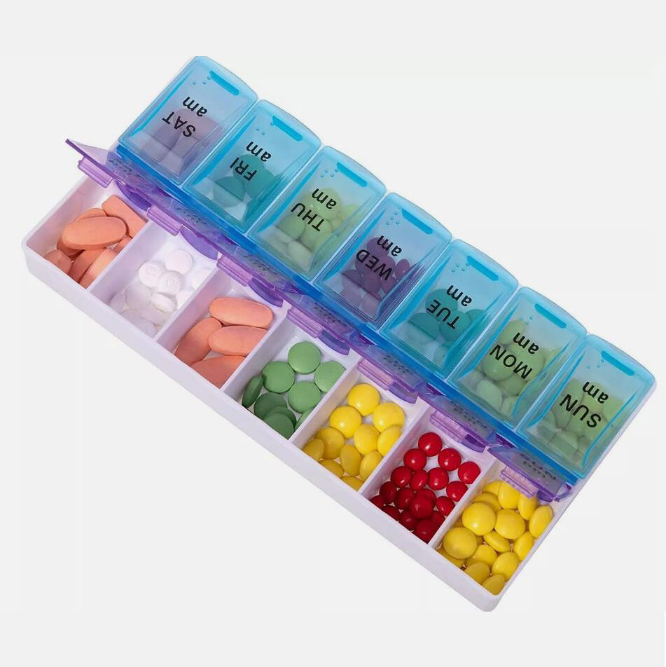 2PCS Weekly Pill Box Organizer Twice a Day 7 day AMPM Medicine Organizer Case