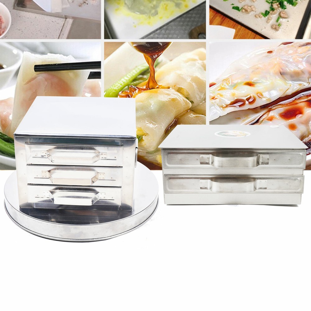 NEW Stainless 2/3Layer Steamer,Rice Noodle Roll Steaming Machine+Drawer Scraper