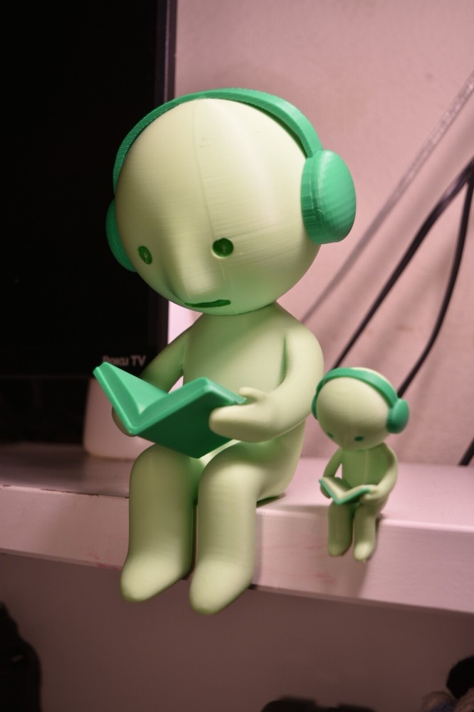 Reading Smiski Custom Figurine 3d Printed with Adhesive