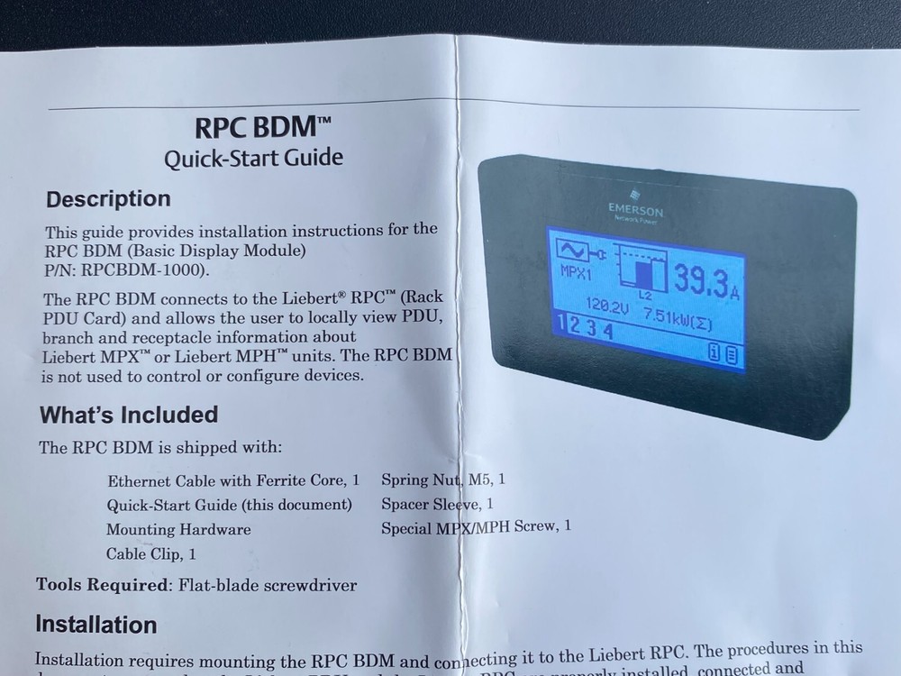 LIEBERT RPCBDM-1000XXXX M9617 Display Module