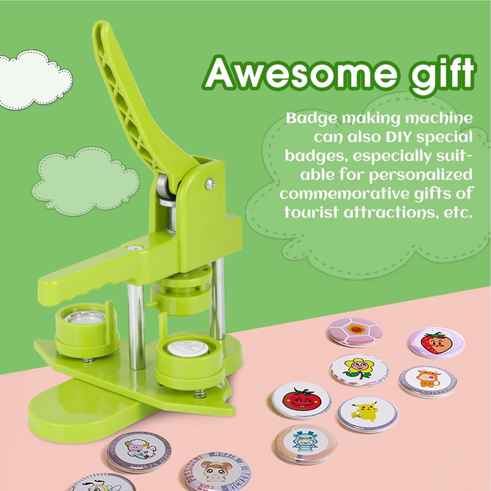 Installation-Free 25mm Button Maker Machine DIY Badge Press Kit 100 Pcs