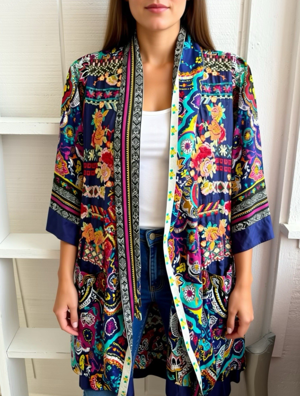 New With Tag Johnny Was Hanna Silk Kimono XS (2-6)