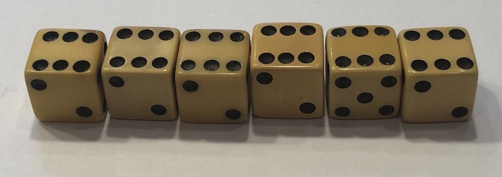 Three Pair Butterscotch Bakelite 1/2” Vintage Dice (Tested)