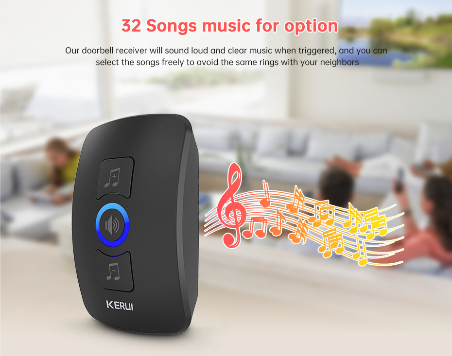 Waterproof Wireless Doorbell Adjustable Volume 2 Plugin Receiver 3 Bell Button