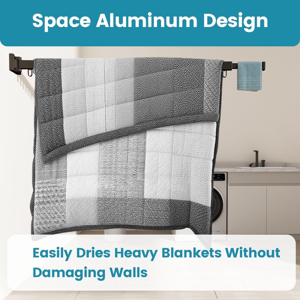 Wall Mounted Retractable Clothes Drying Rack Tri-Fold Laundry Drying Rack Hanger