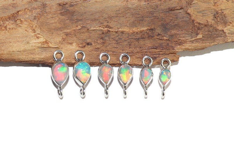 DIY opal supplies links sterling silver fire opal connector for jewelry making