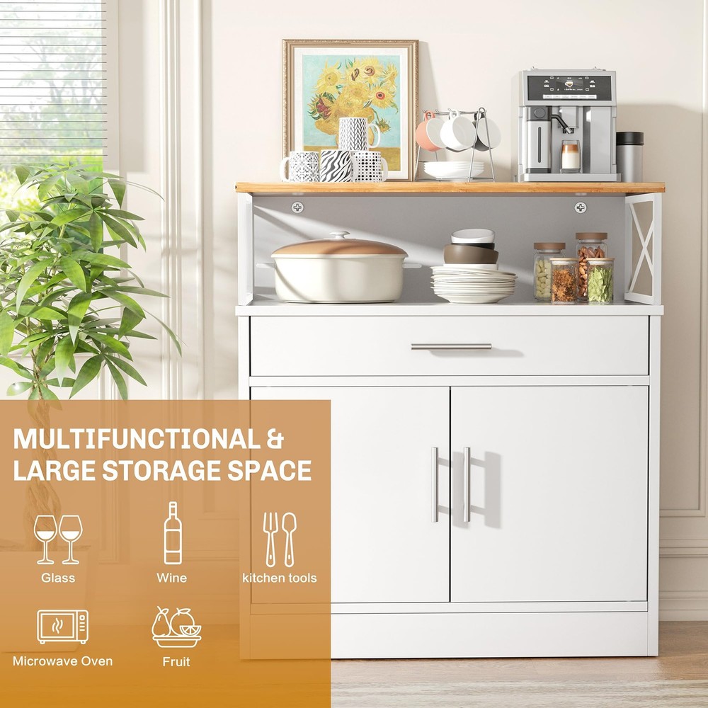 Kitchen Buffet Cabinet with Adjustable Shelf, Modern Kitchen Storage Cabinet,...
