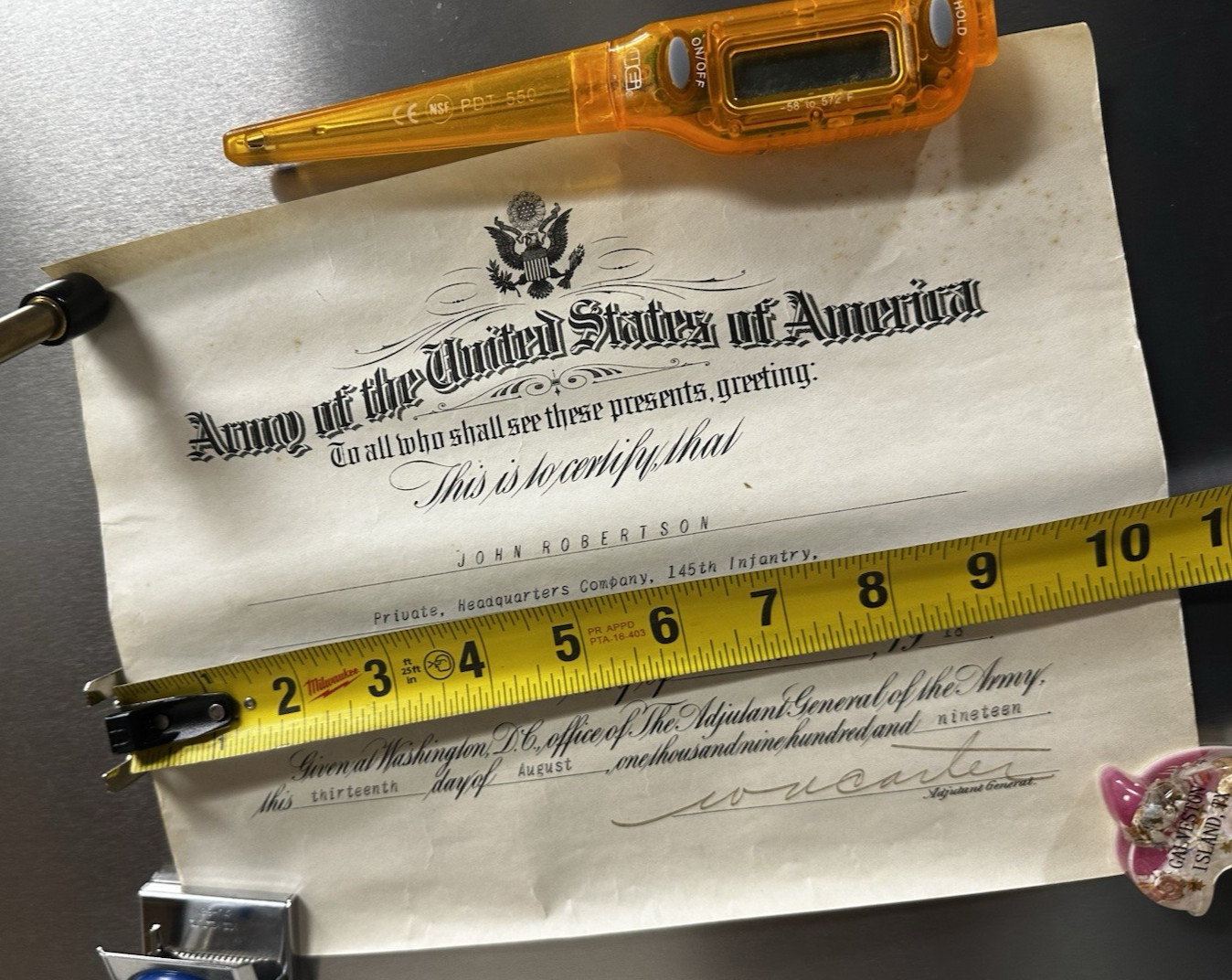 WWI KIA 6-Doc Set Pershing Hand Signed 145th Infantry Belgium 1918