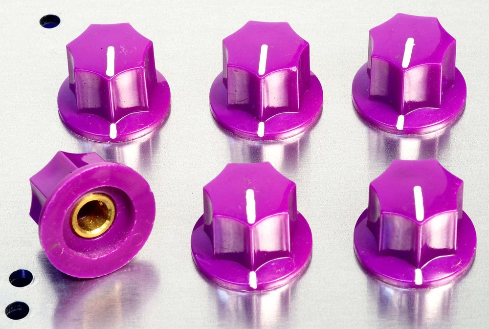Six Purple Skirted Set Screw Knobs For Effects, Amps, Studio Gear Etc. #PSK